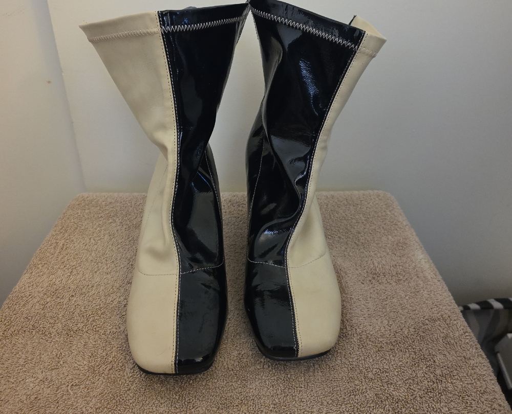 Two-Tone Black and Cream Women's Boots
